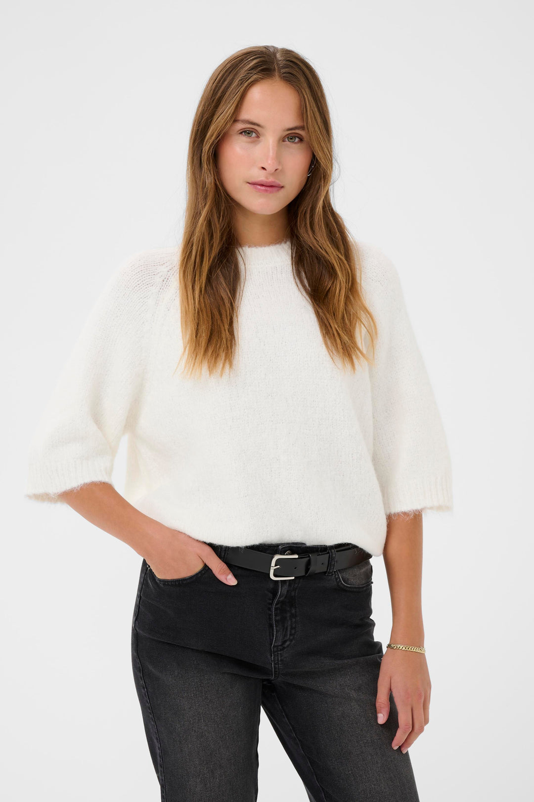 Emilie soft knit elbow-sleeve jumper