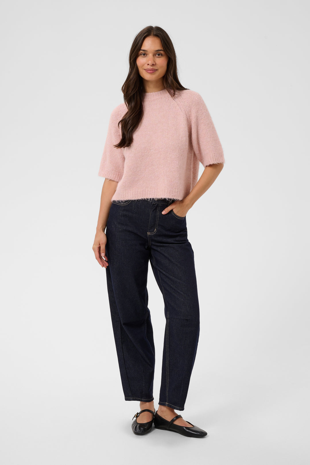 Emilie soft knit elbow-sleeve jumper