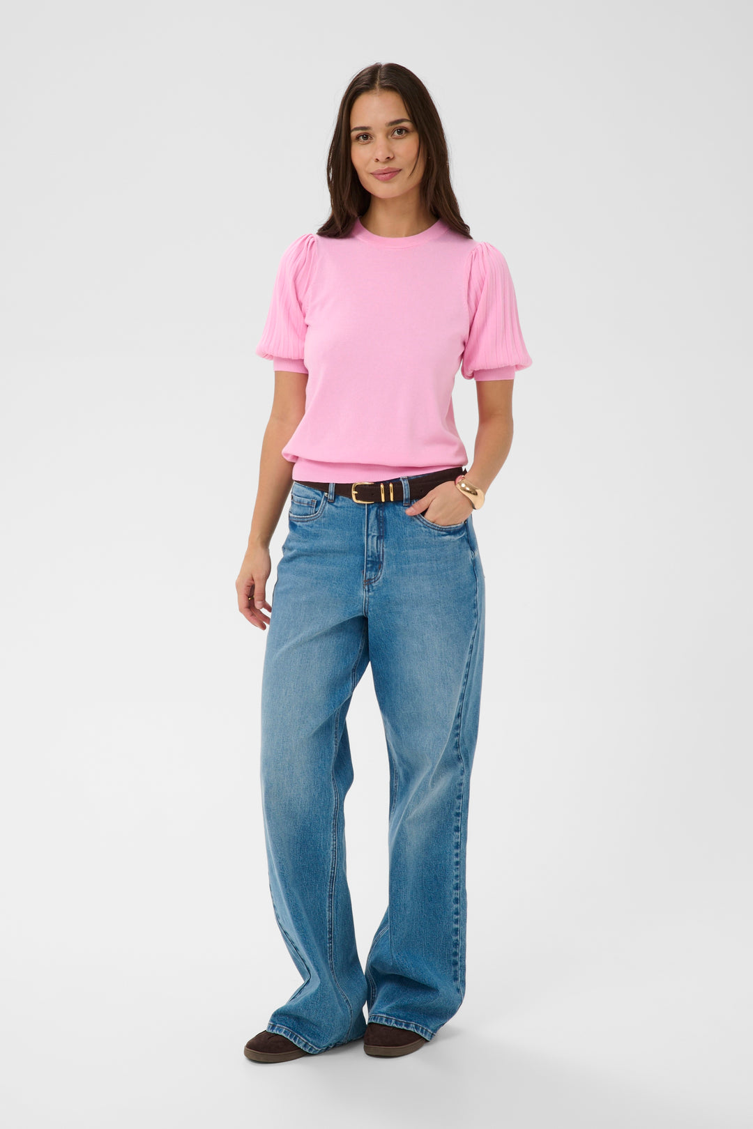 T-shirt à manches accordéon Lone – Détails plissés et coupe moderne