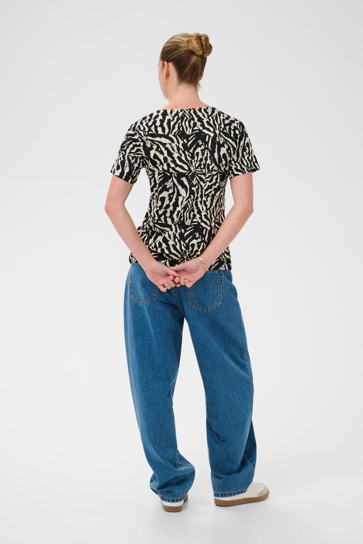 Chandail à imprimé texturé Bella - Viscose et col en V subtil