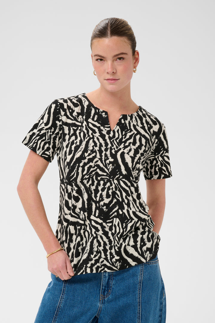 Chandail à imprimé texturé Bella - Viscose et col en V subtil