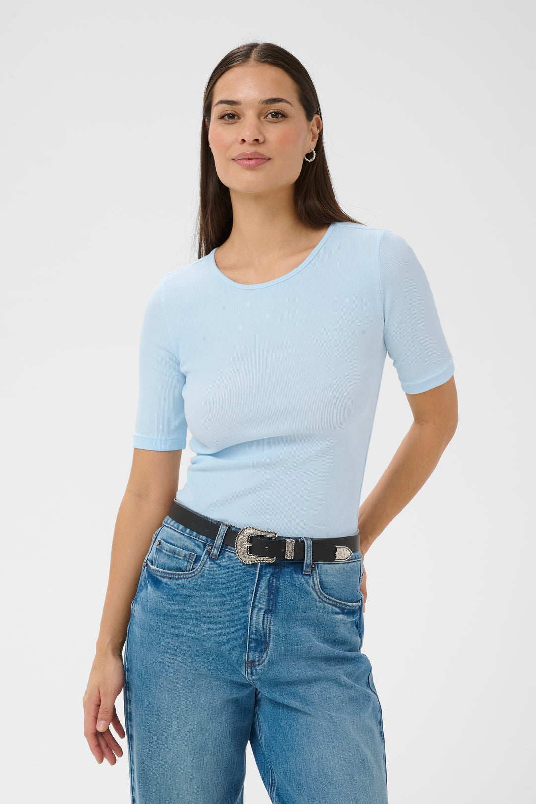 Chandail ajusté à col rond Carna - manches courtes