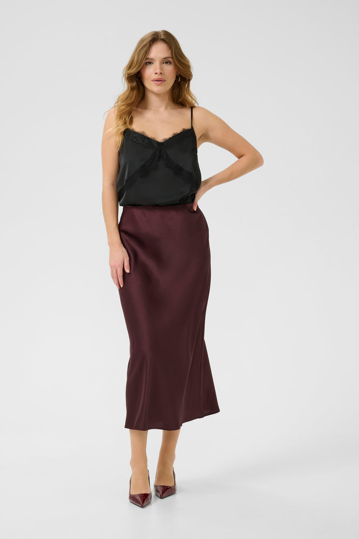 Jupe longue ajustée au fini satiné Lotte - Avec taille élastique invisible