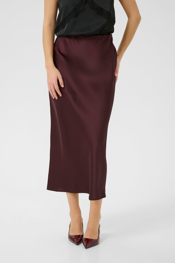 Jupe longue ajustée au fini satiné Lotte - Avec taille élastique invisible