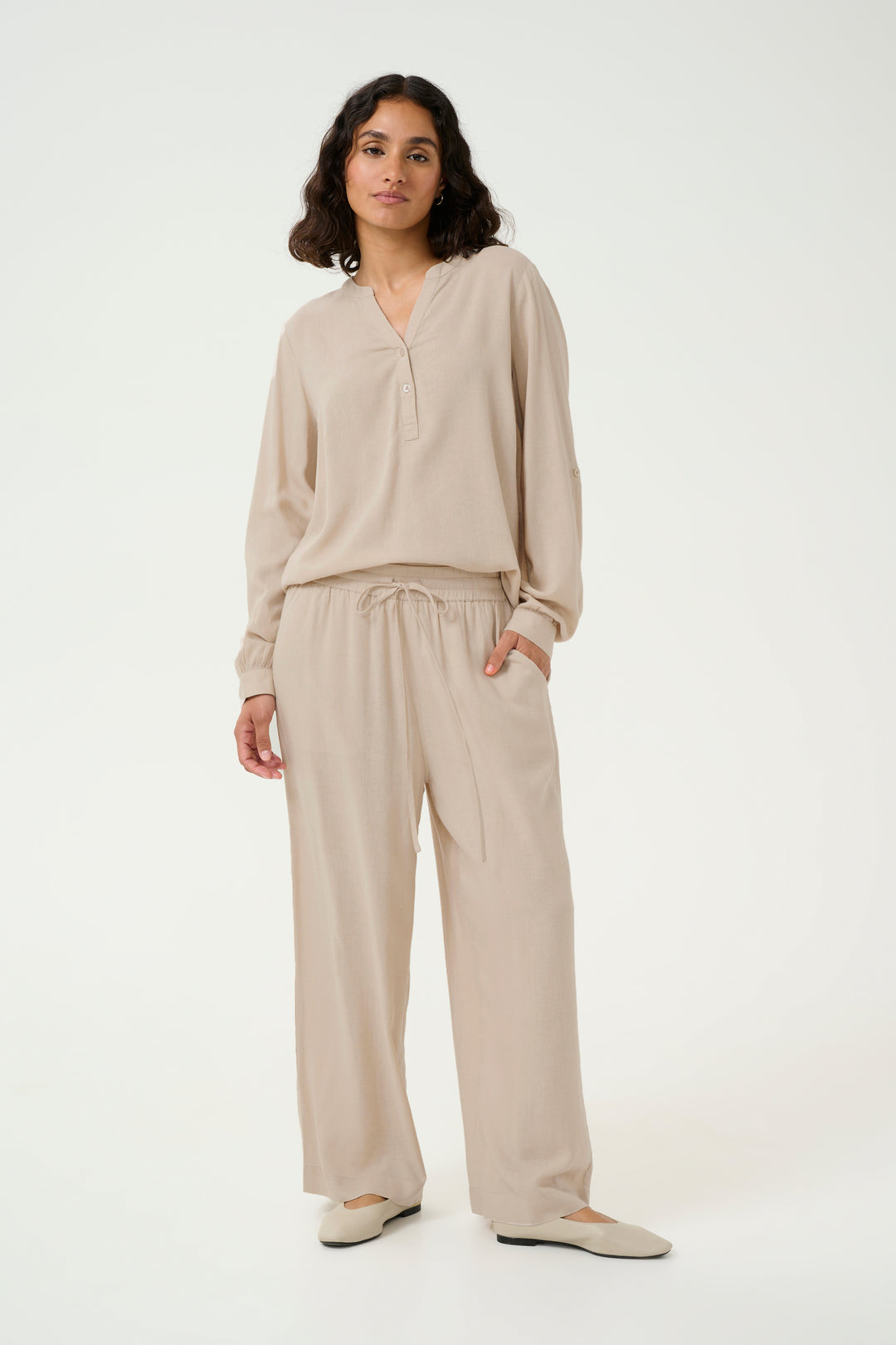 Pantalon en lin Milia – Coupe ample fluide et confort élastique
