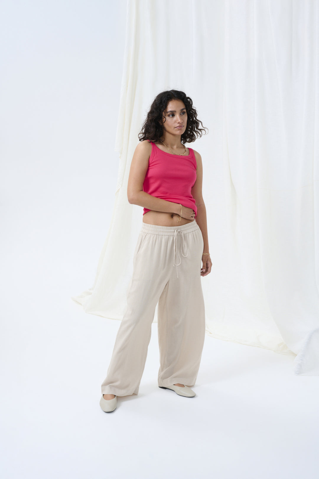 Pantalon en lin Milia – Coupe ample fluide et confort élastique