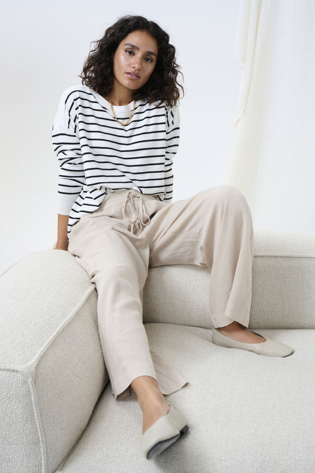 Pantalon en lin Milia – Coupe ample fluide et confort élastique