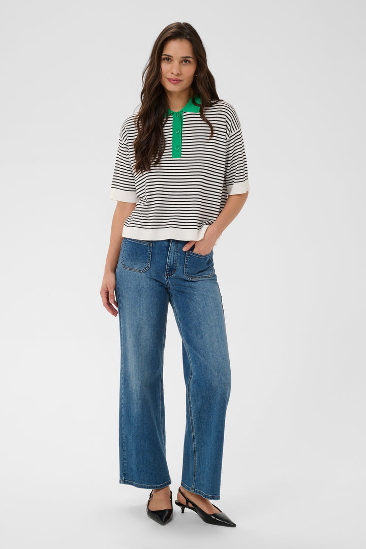 Chandail à rayures Lizza - Col polo et coupe ample