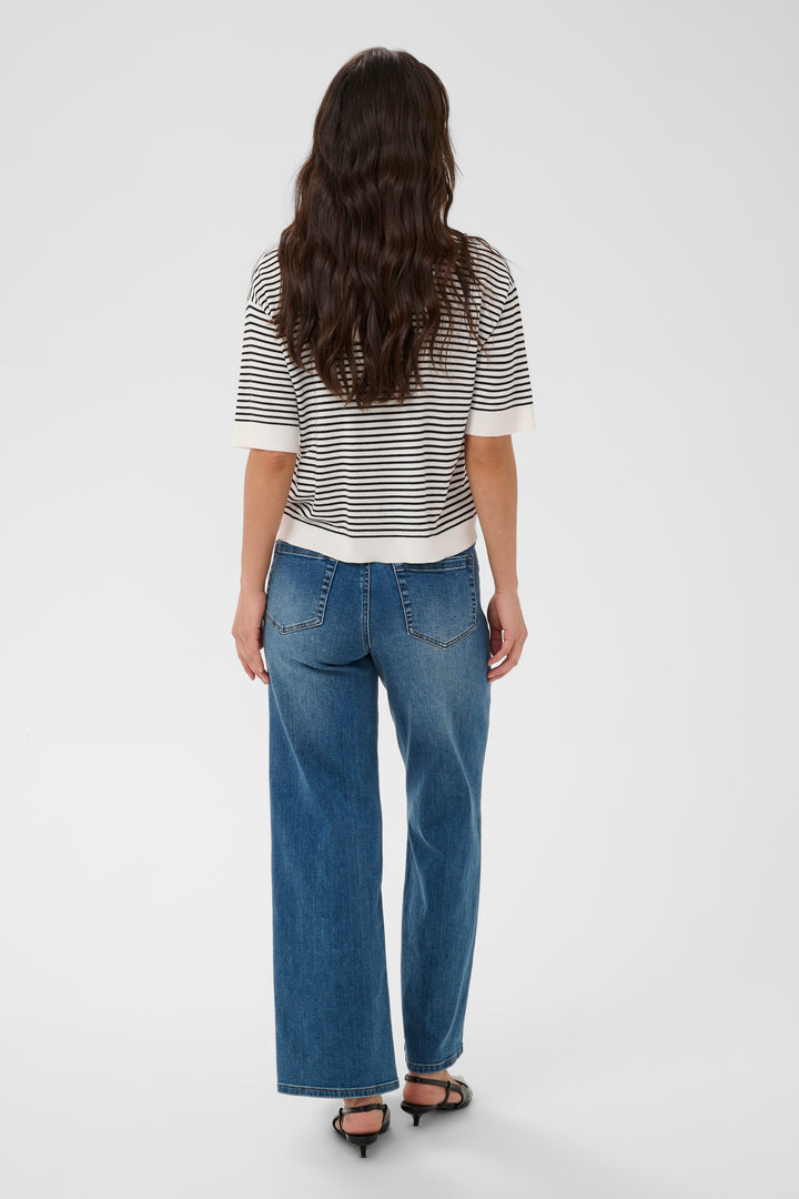 Chandail à rayures Lizza - Col polo et coupe ample