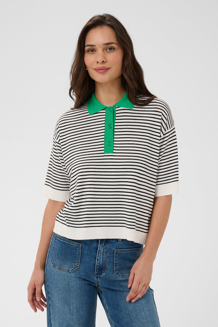 Chandail à rayures Lizza - Col polo et coupe ample