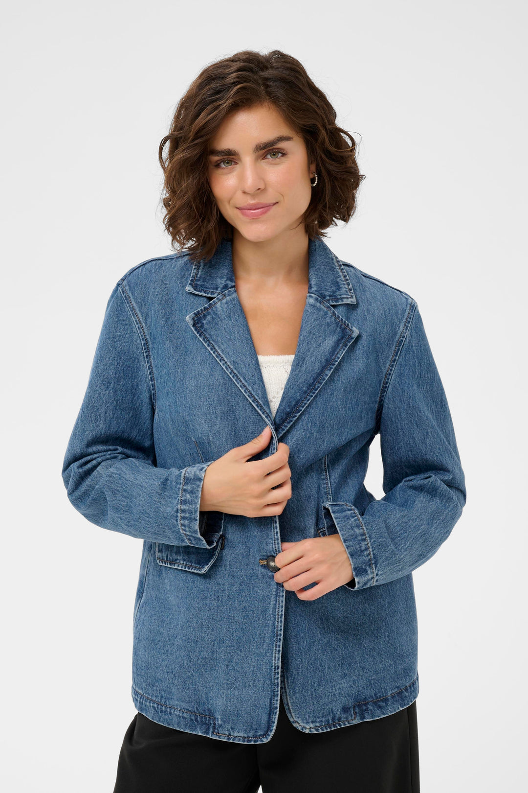 Blazer en denim de coton Klara - Ample en jean bleu