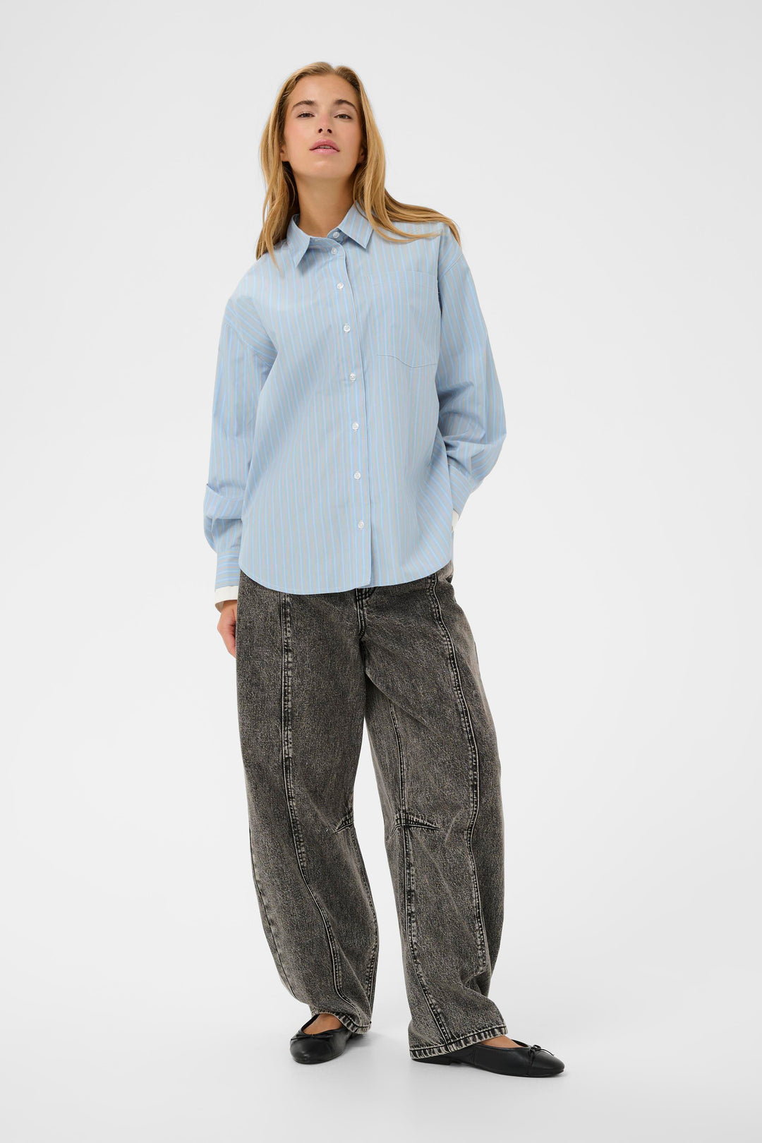 Chemise oversize à fines rayures Levia