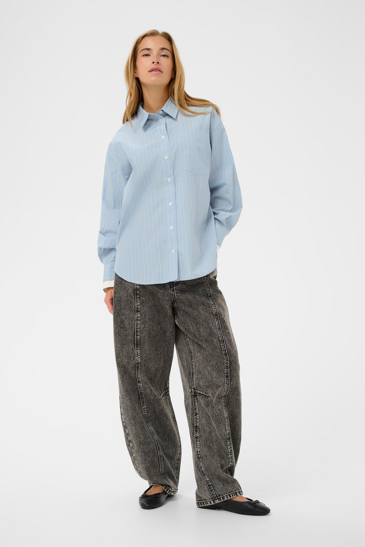 Chemise oversize à fines rayures Levia