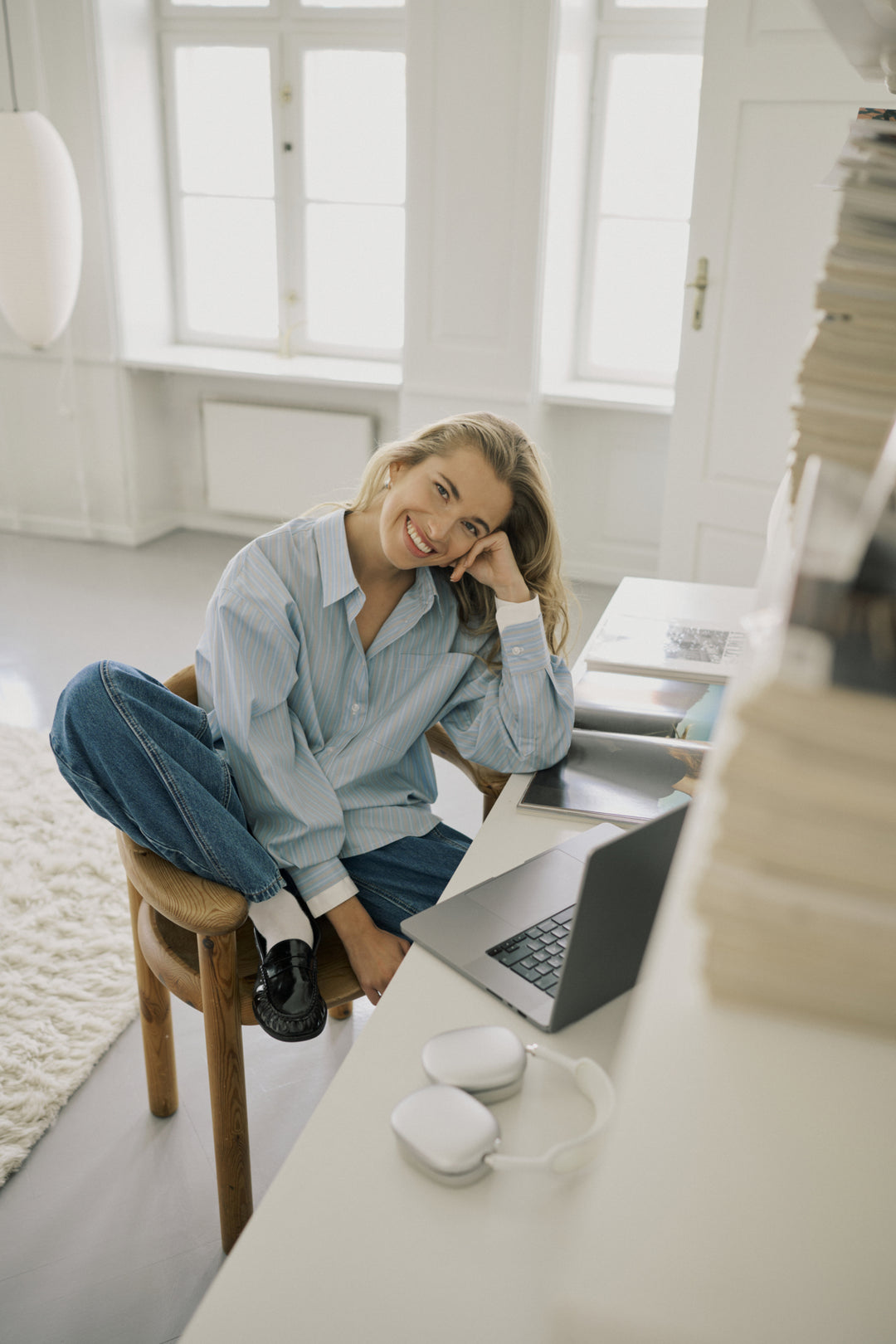 Chemise oversize à fines rayures Levia