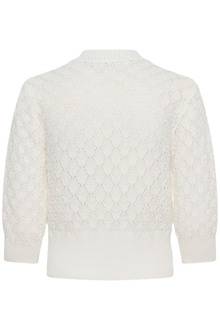 Kathrine Cotton Cardigan – Openwork Knit and Floral Buttons