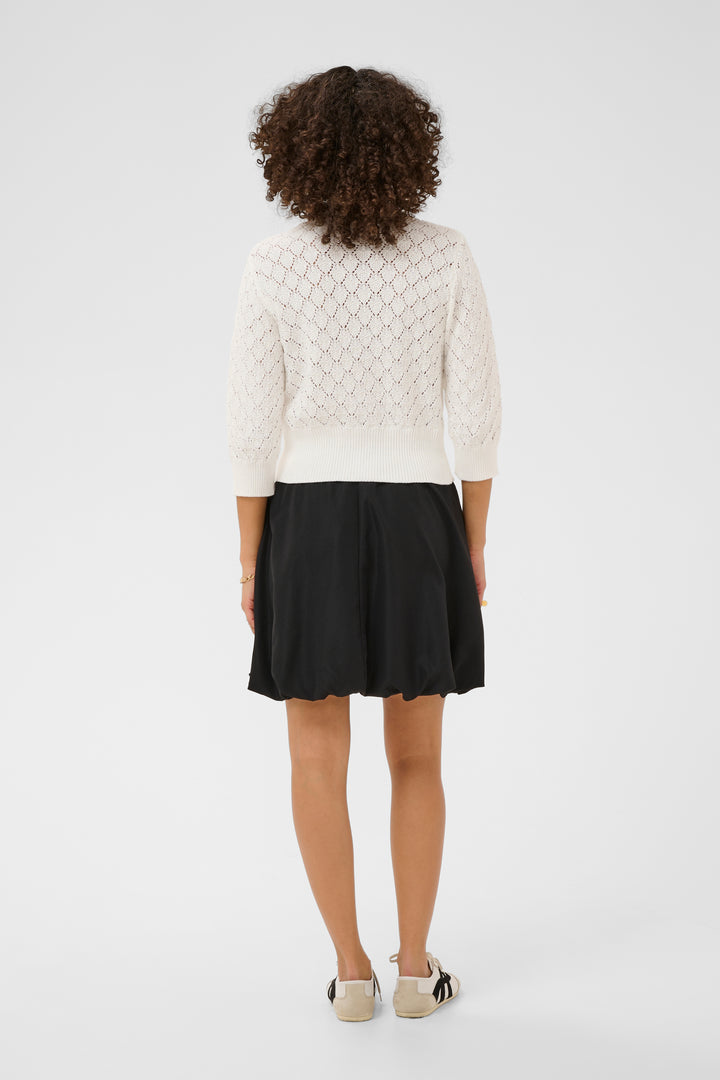 Kathrine Cotton Cardigan – Openwork Knit and Floral Buttons