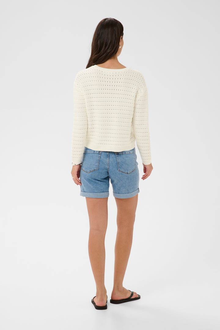 Pull à maille ajourée Metta – Douceur légère et col en V