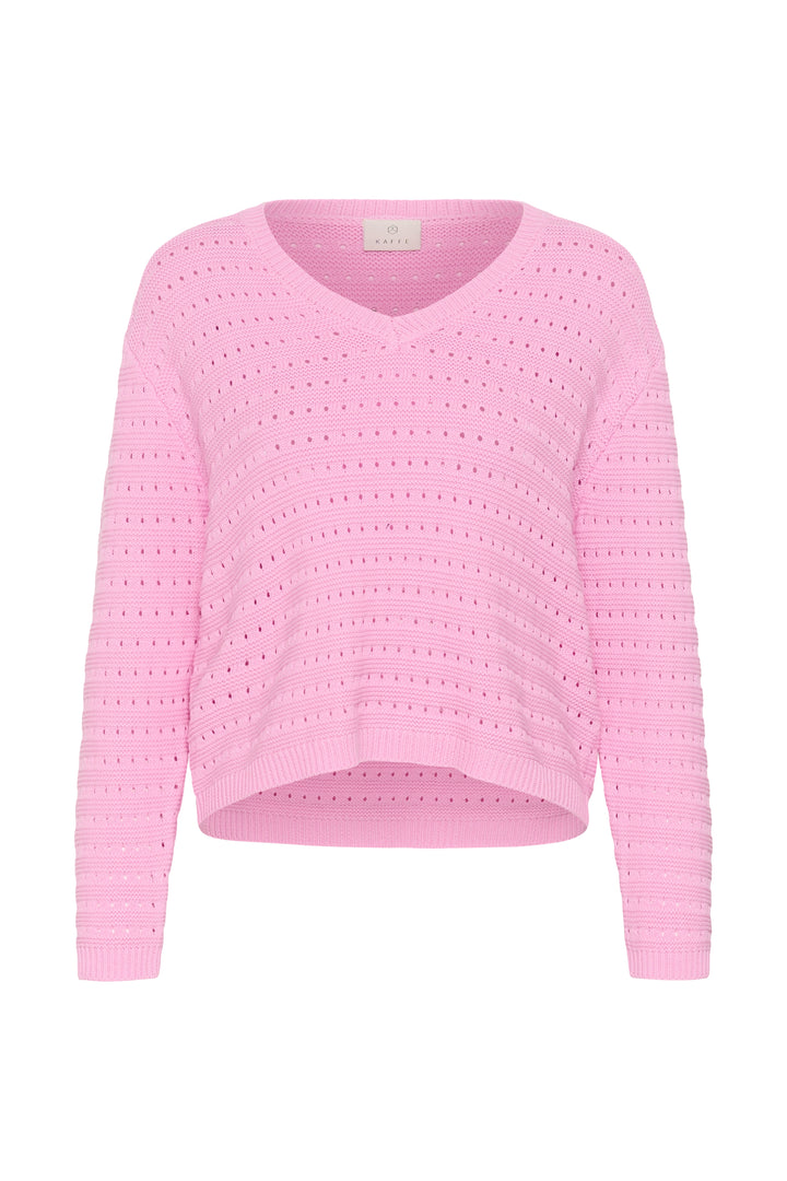 Pull à maille ajourée Metta – Douceur légère et col en V