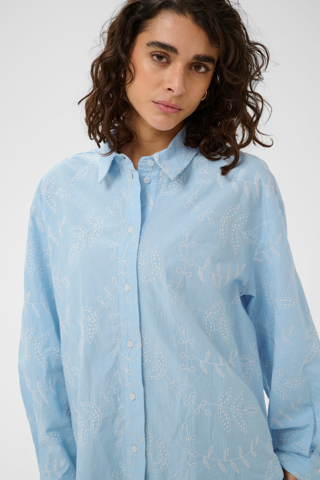 Marlee striped shirt - Pure cotton and delicate embroidery