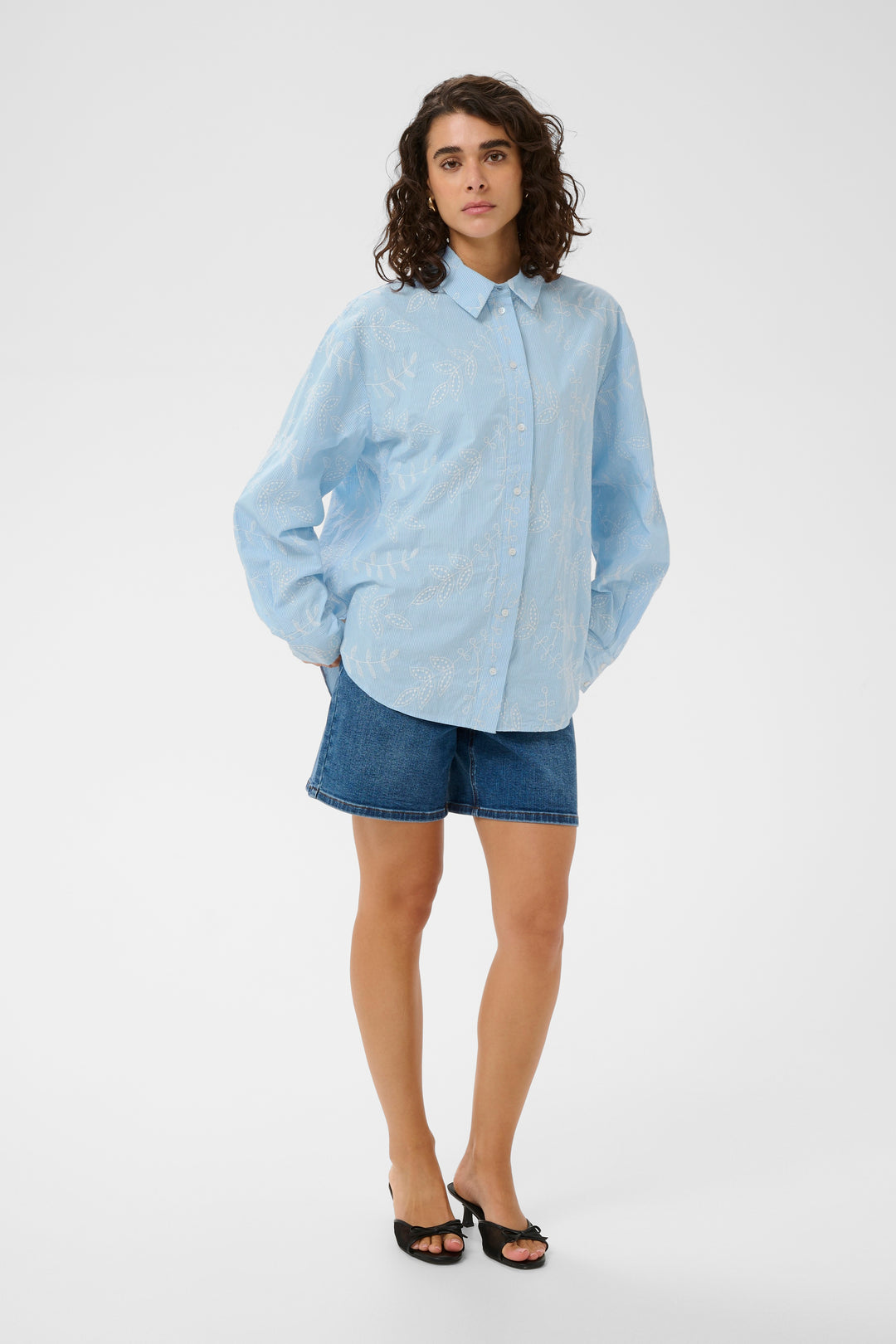 Marlee striped shirt - Pure cotton and delicate embroidery