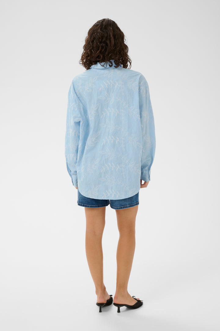 Marlee striped shirt - Pure cotton and delicate embroidery