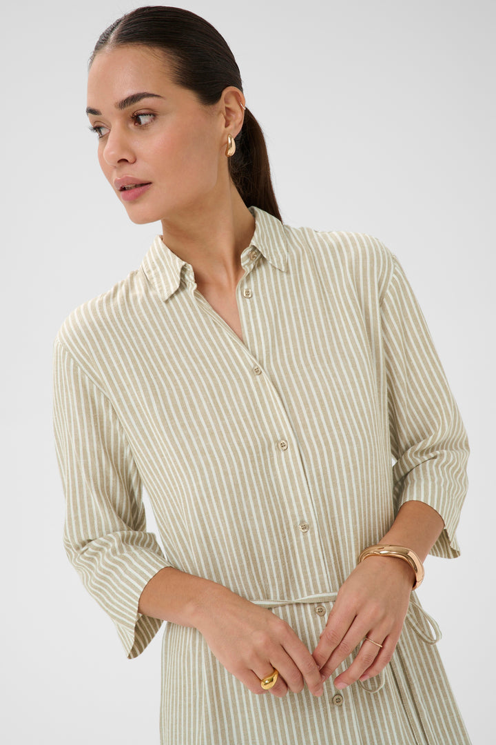 Robe chemise rayée Milia - En viscose LivaEco et lin