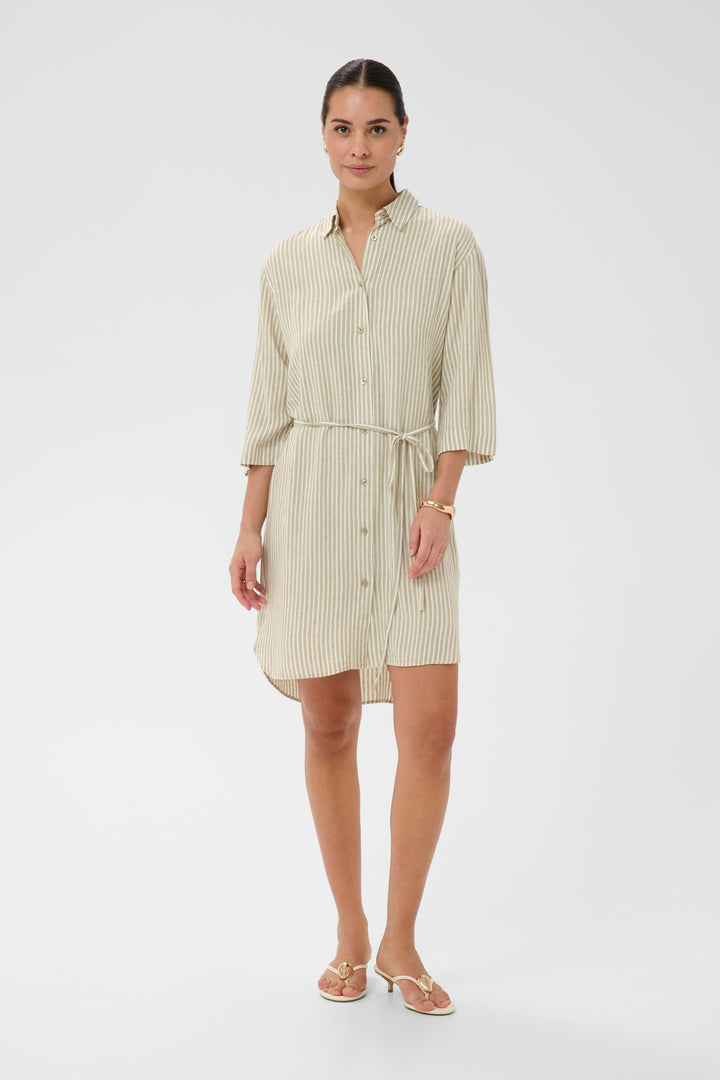 Robe chemise rayée Milia - En viscose LivaEco et lin