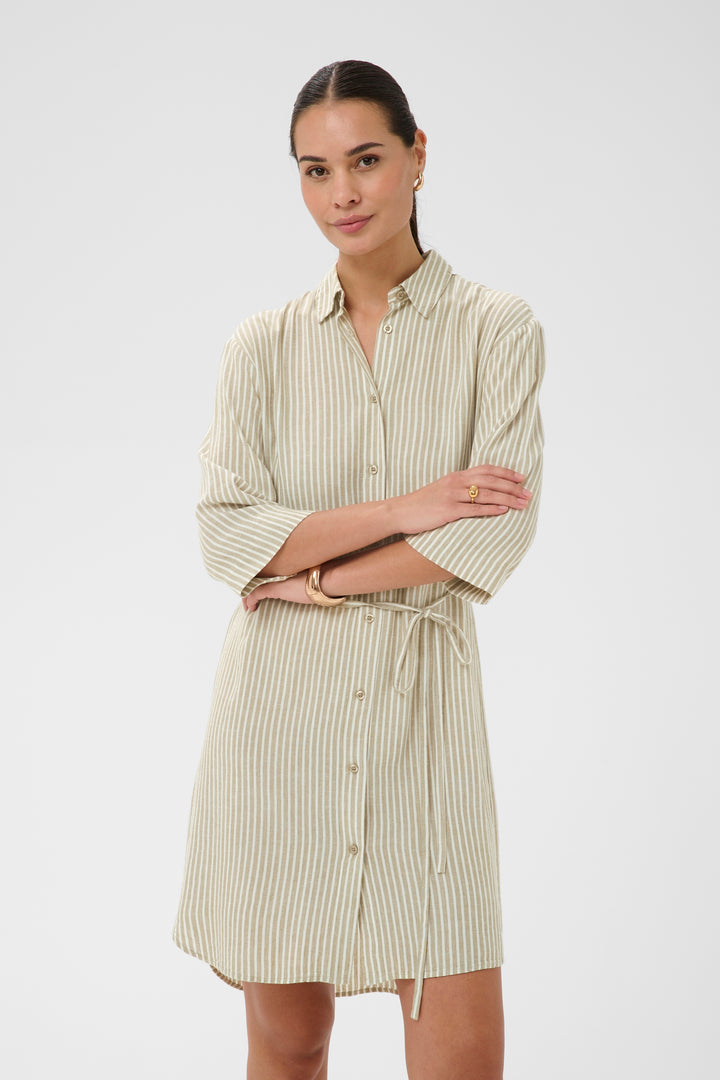 Robe chemise rayée Milia - En viscose LivaEco et lin