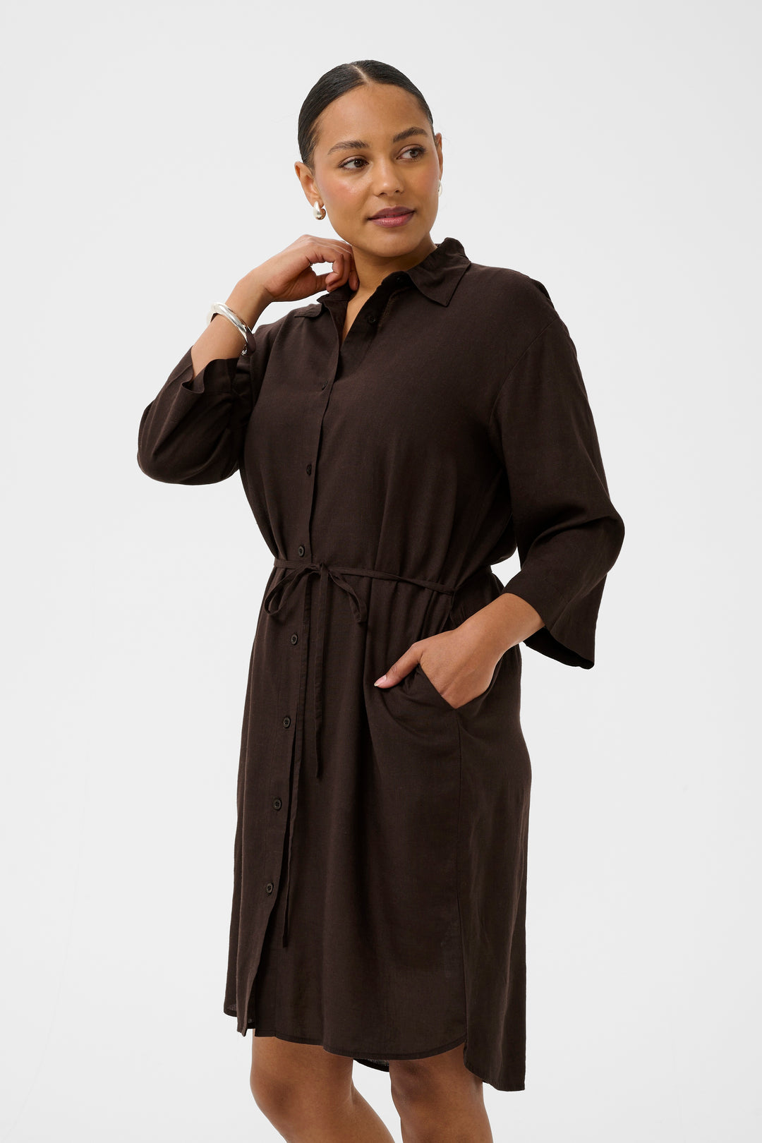 Robe chemise rayée Milia - En viscose LivaEco et lin