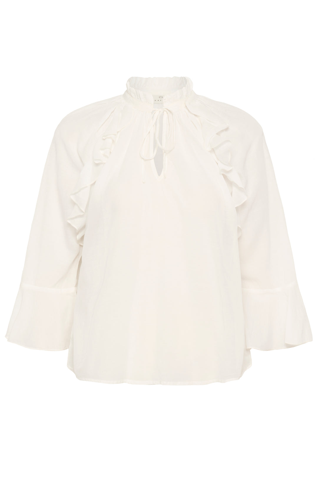 Blouse à volants Flora – Coupe évasée et col montant ajustable