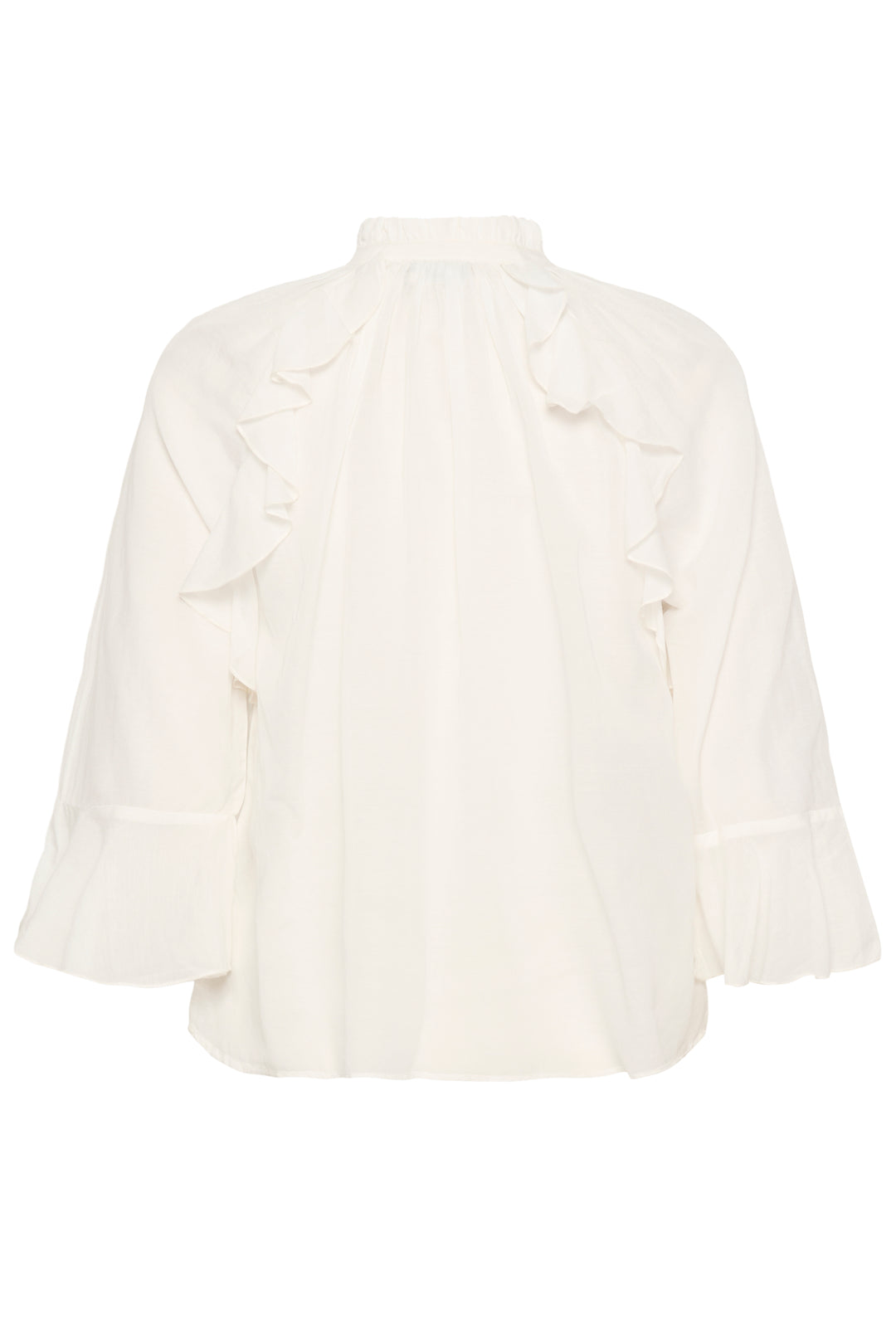 Blouse à volants Flora – Coupe évasée et col montant ajustable