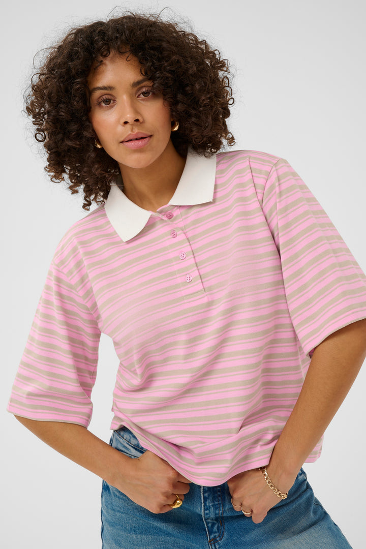 Miala Fine-Striped Polo T-shirt - Organic Cotton