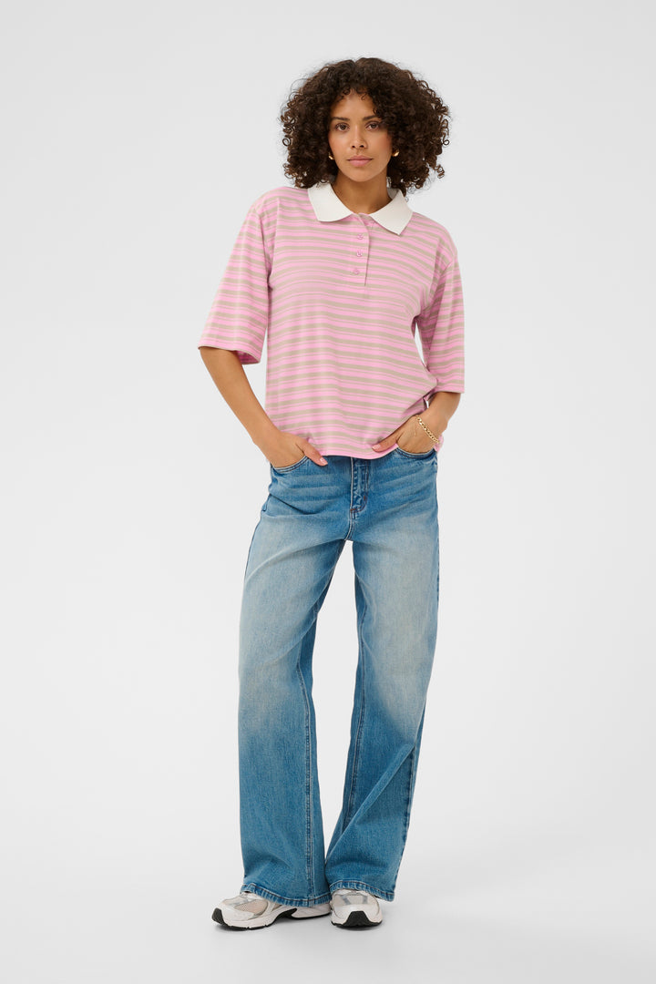 Miala Fine-Striped Polo T-shirt - Organic Cotton