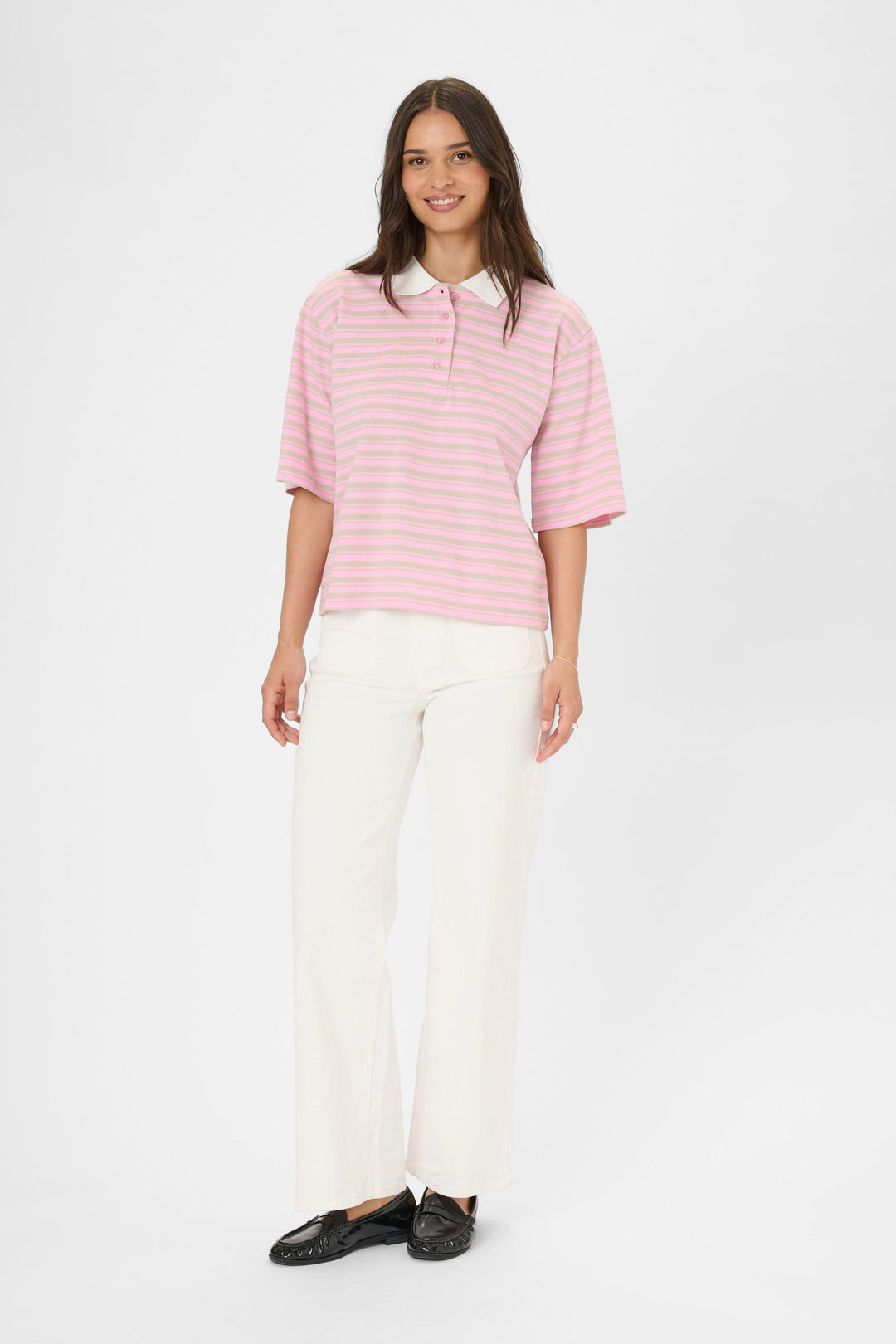 Miala Fine-Striped Polo T-shirt - Organic Cotton