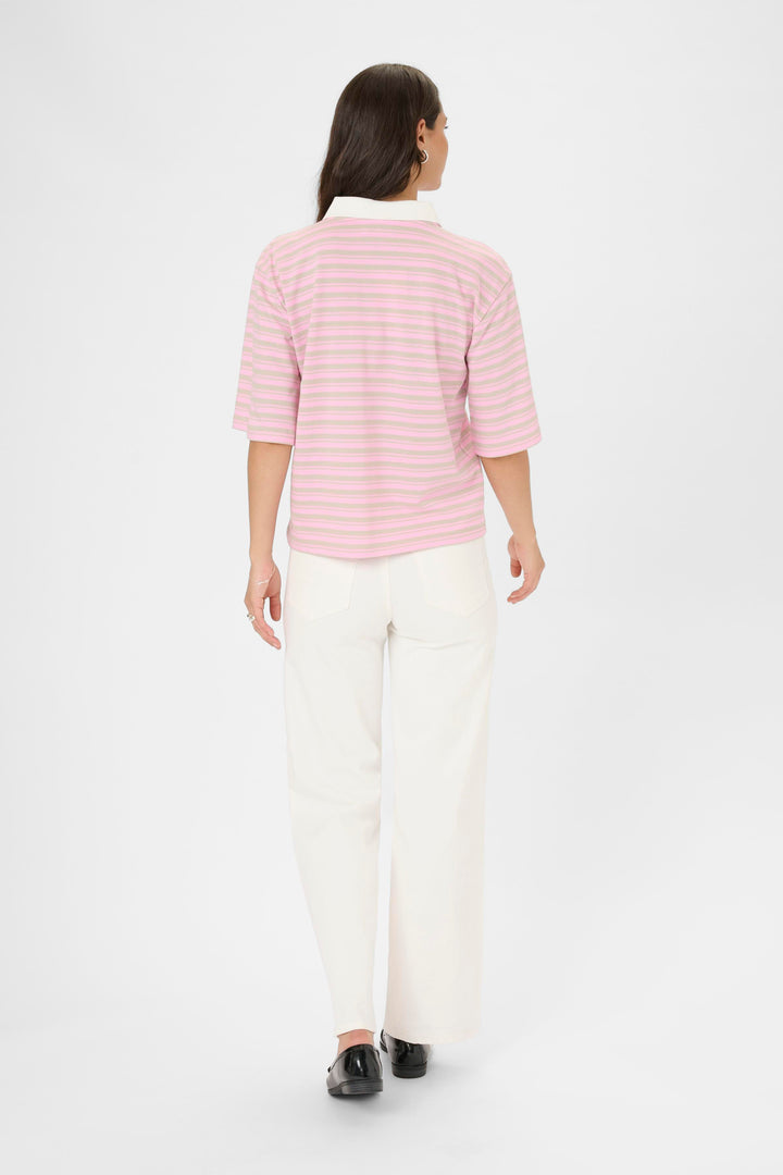 Miala Fine-Striped Polo T-shirt - Organic Cotton