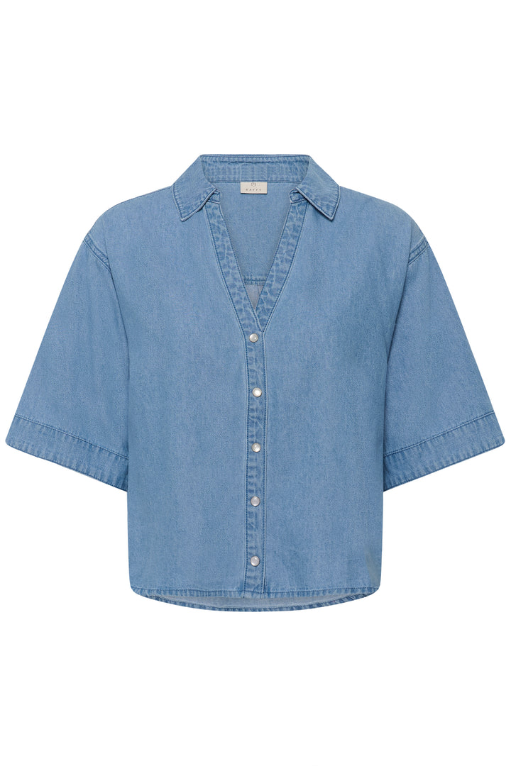 Chemise en denim souple Jade – Manches courtes et 100% coton