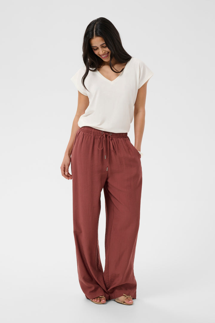 Pantalon large décontracté Emily - Taille haute élastique
