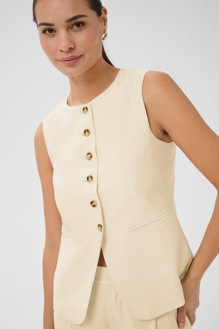 Veste tailleur sans manches Annetta - Boutons contrastants