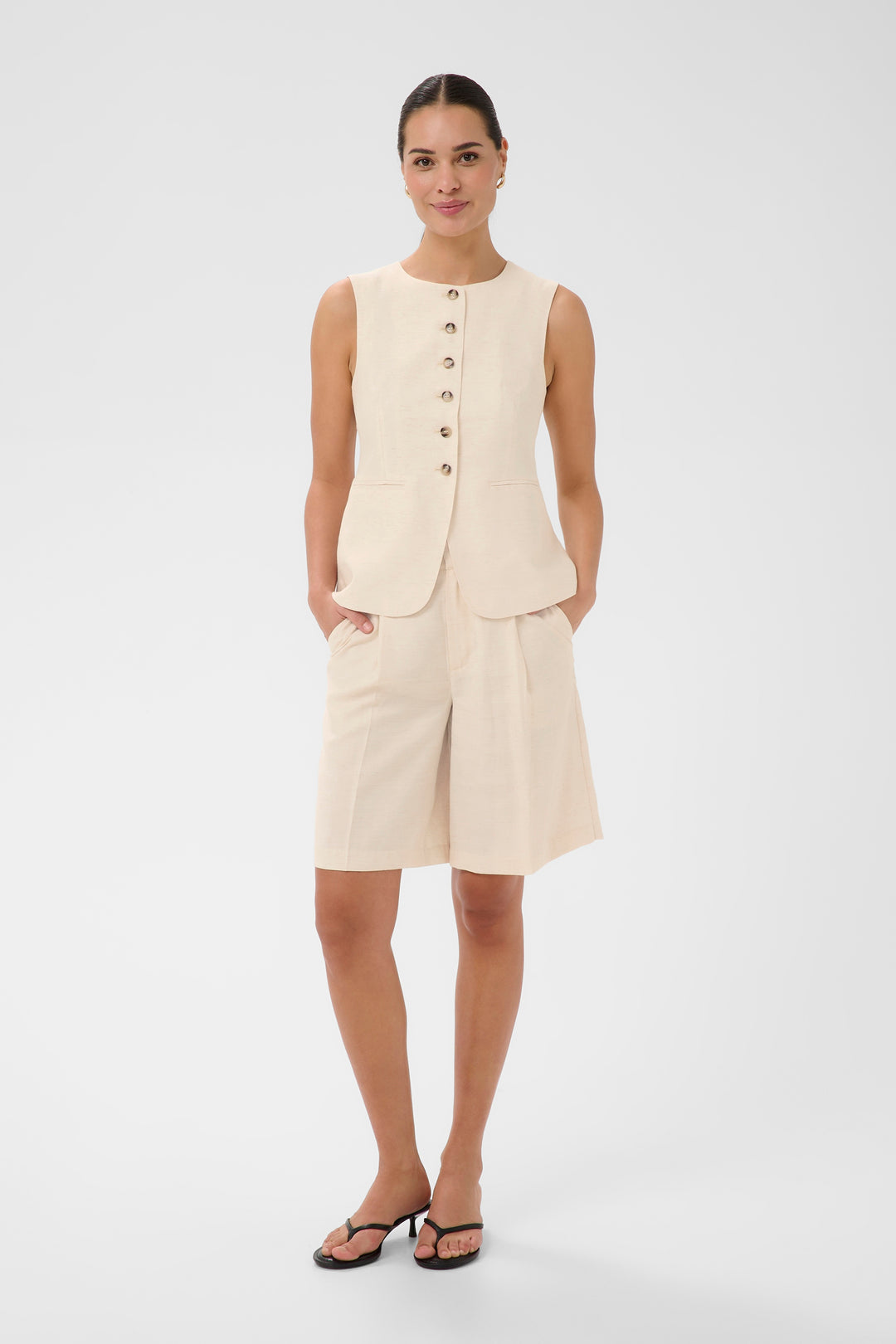 Bermuda habillé à taille haute Annetta - Coupe ample style tailleur