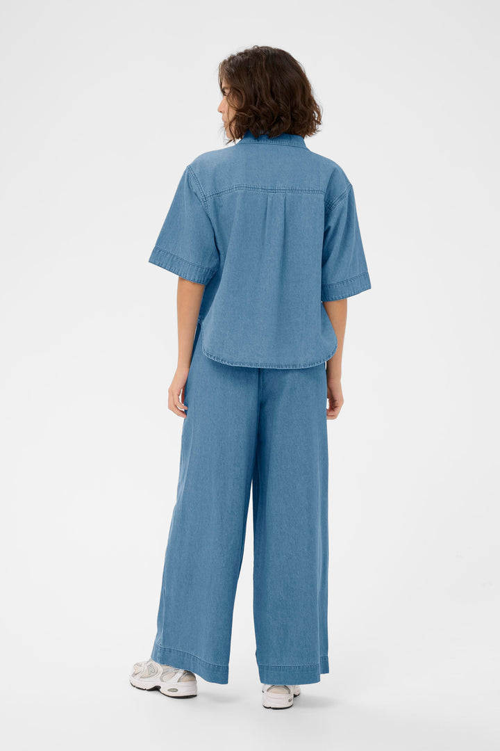 Pantalon large à taille haute Jade - 100% coton