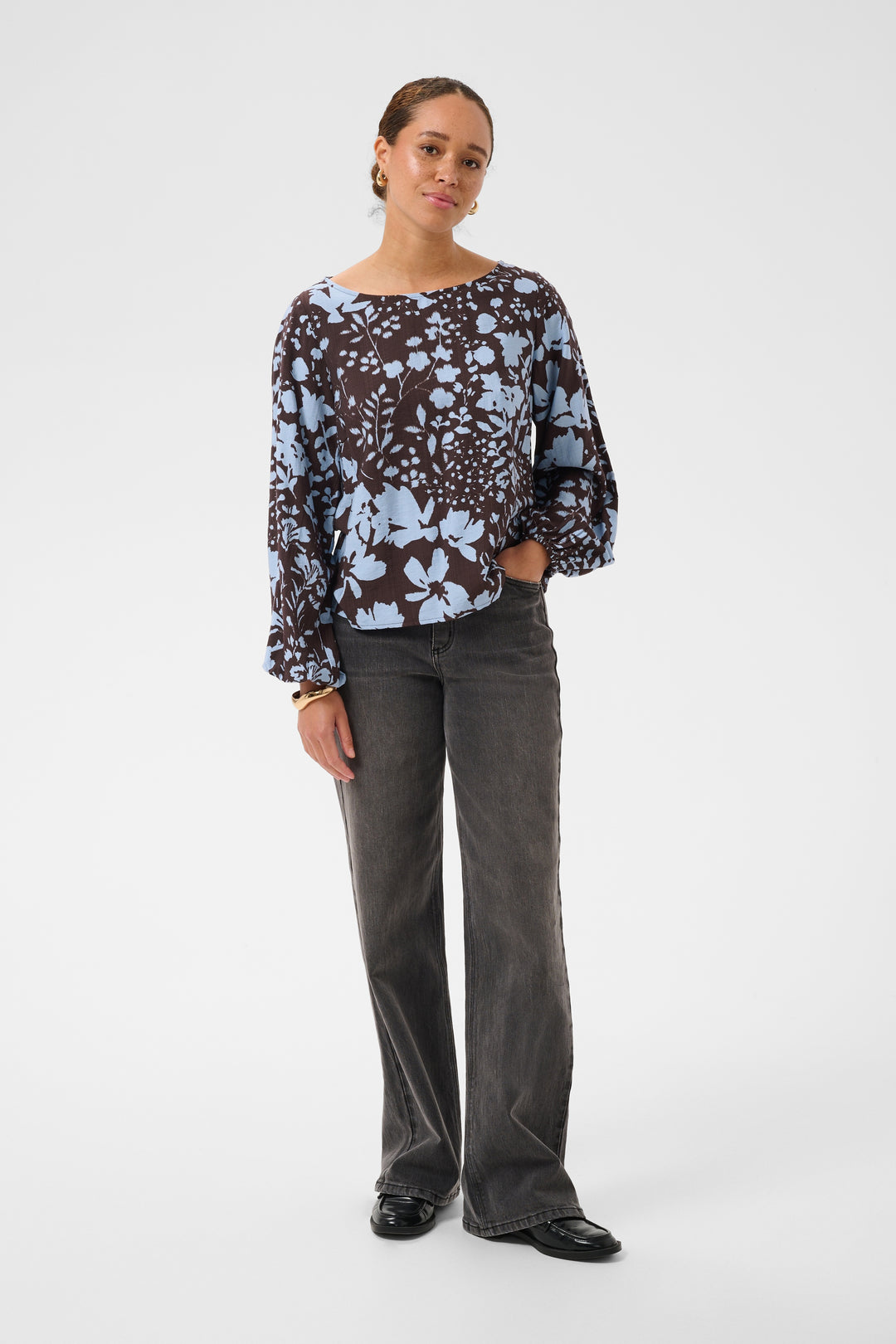 Blouse Nadira - Motif floral avec manches bouffantes