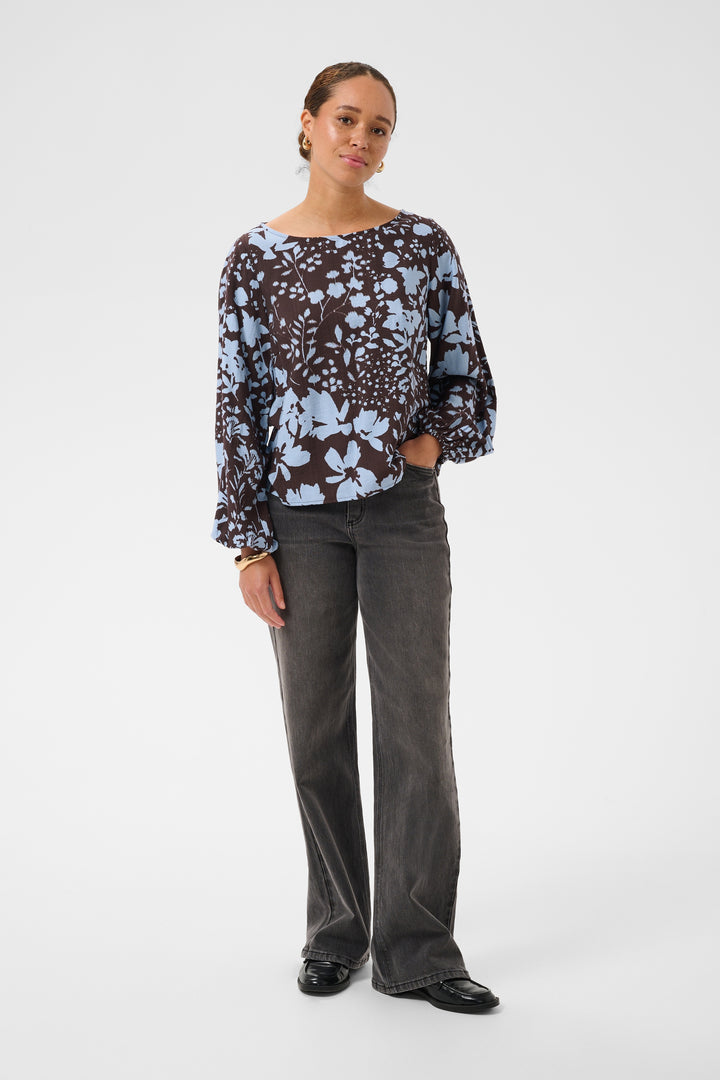 Blouse Nadira - Motif floral avec manches bouffantes