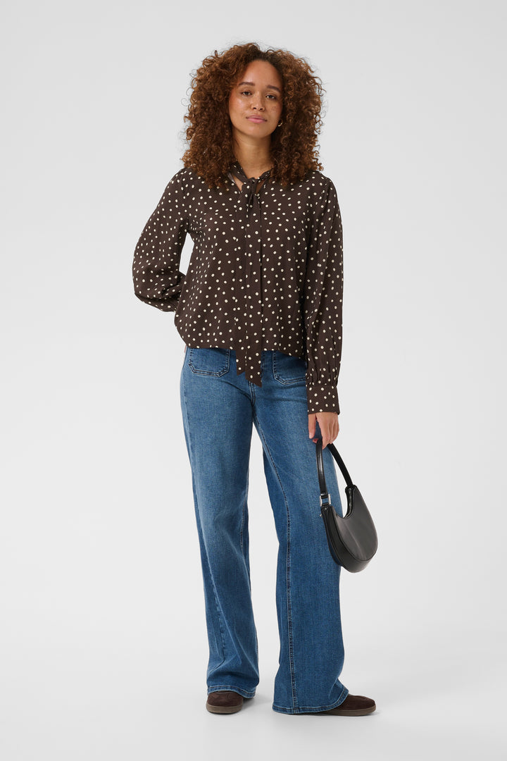 La blouse à pois Dotte - À col noué et manches longues