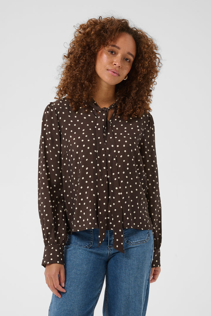 La blouse à pois Dotte - À col noué et manches longues