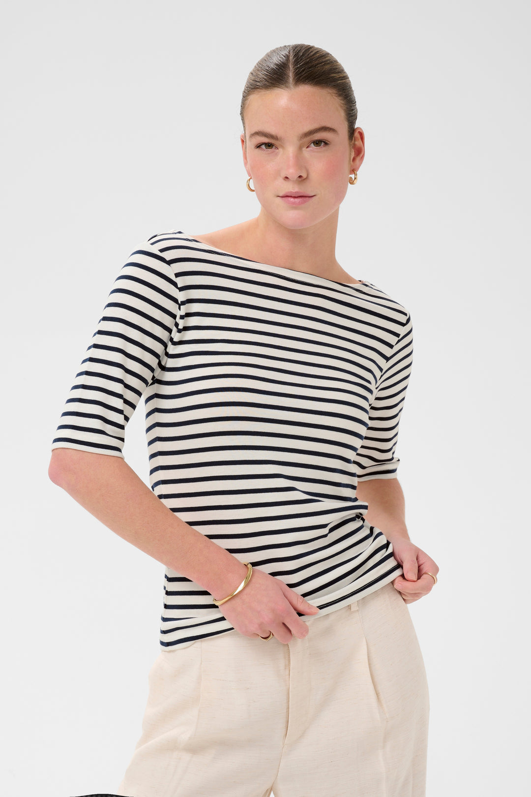 T-shirt col bateau Liddy – Rayé et ajusté