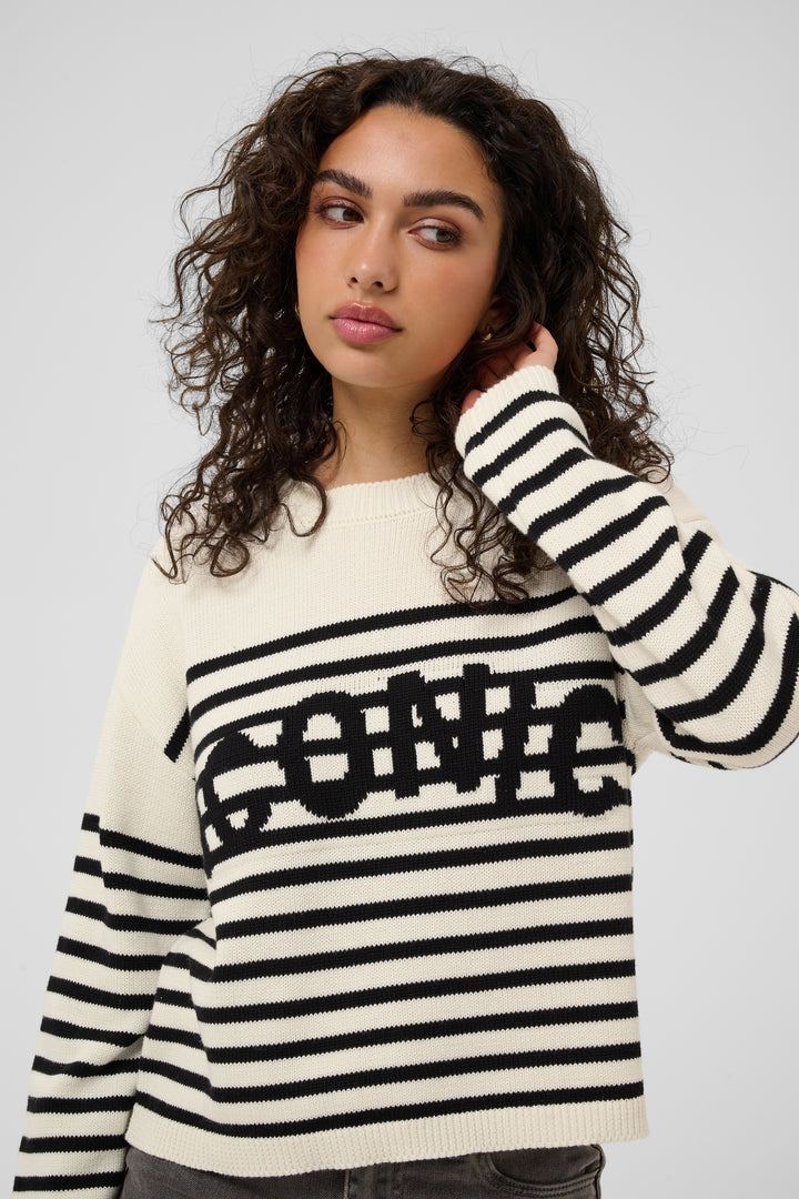 Chandail en tricot de coton mélangé Sus - Haut rayé à motif graphique