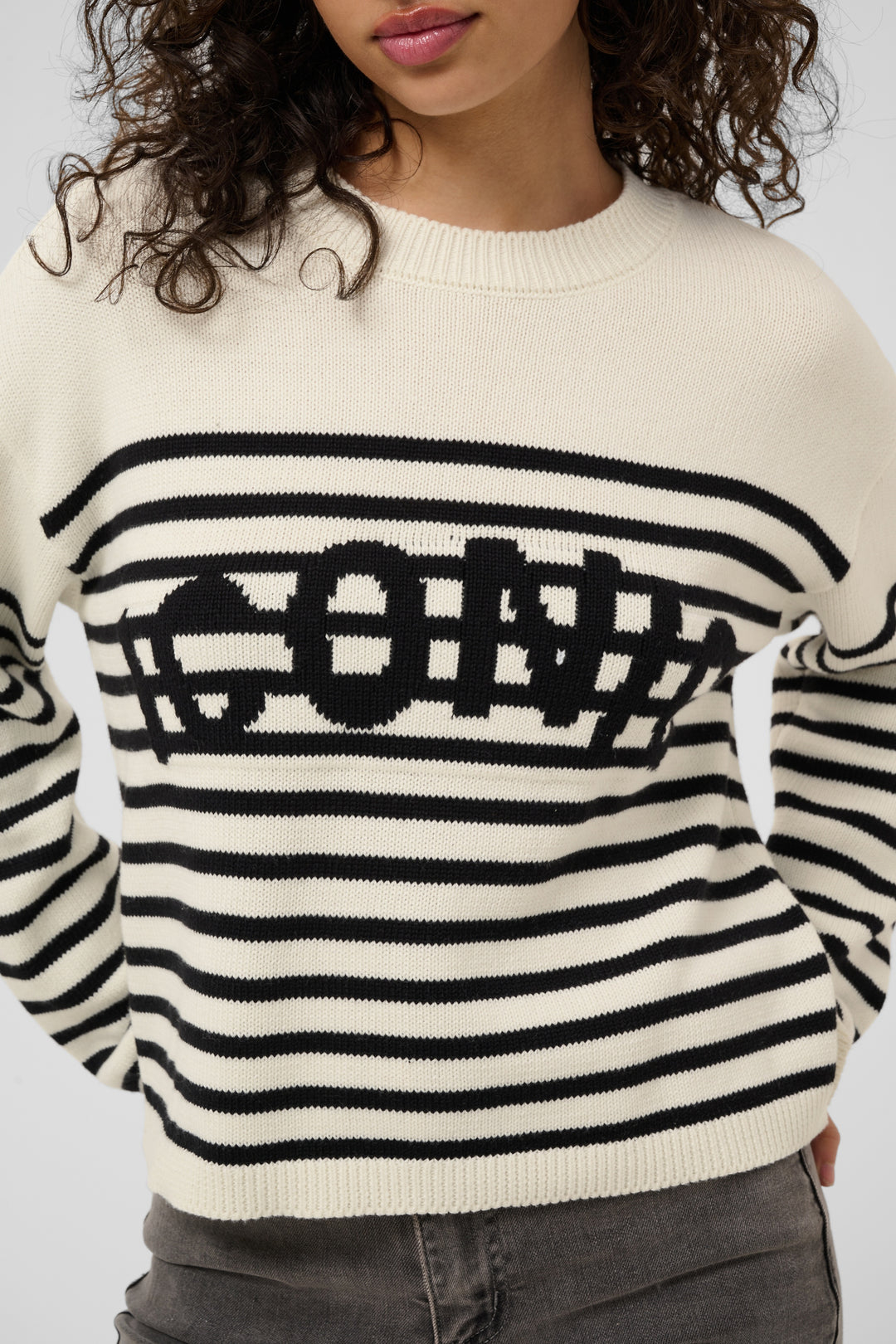 Chandail en tricot de coton mélangé Sus - Haut rayé à motif graphique