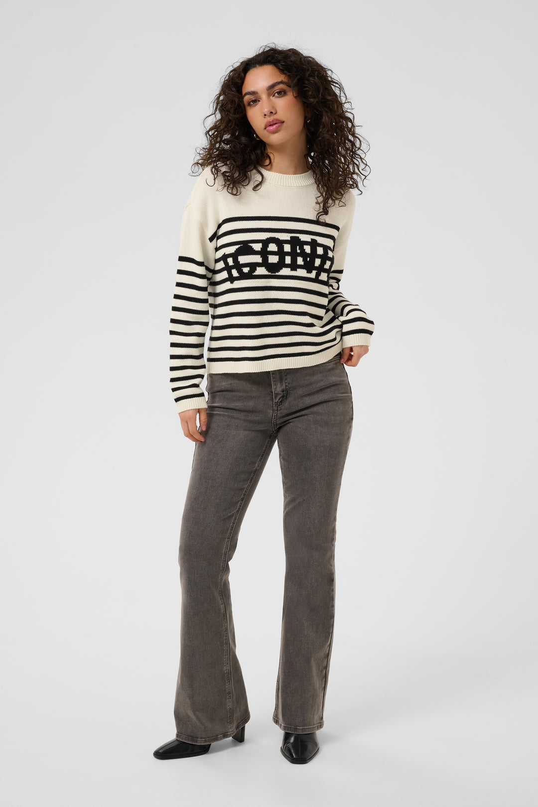 Chandail en tricot de coton mélangé Sus - Haut rayé à motif graphique