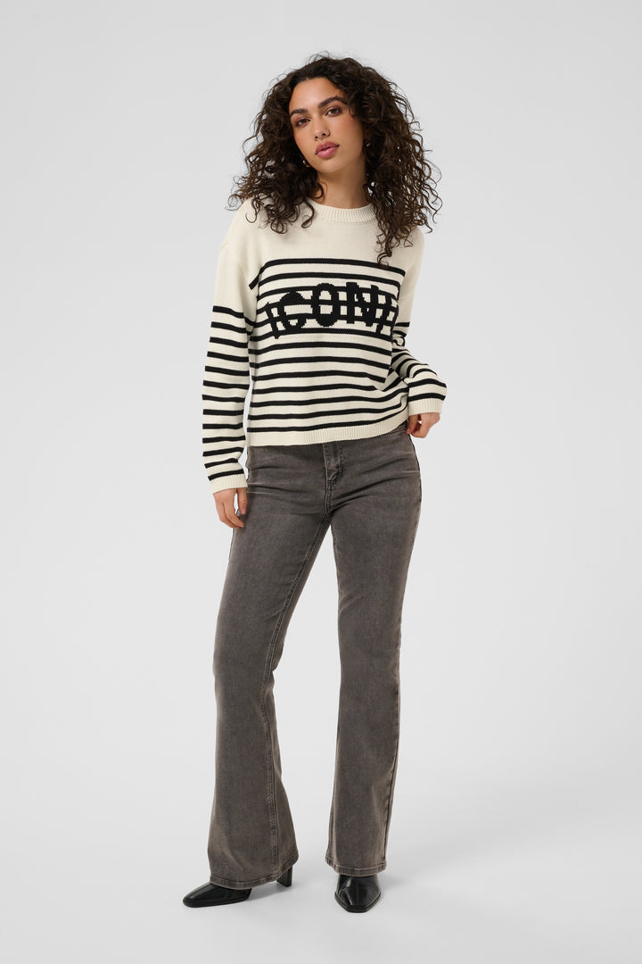 Chandail en tricot de coton mélangé Sus - Haut rayé à motif graphique