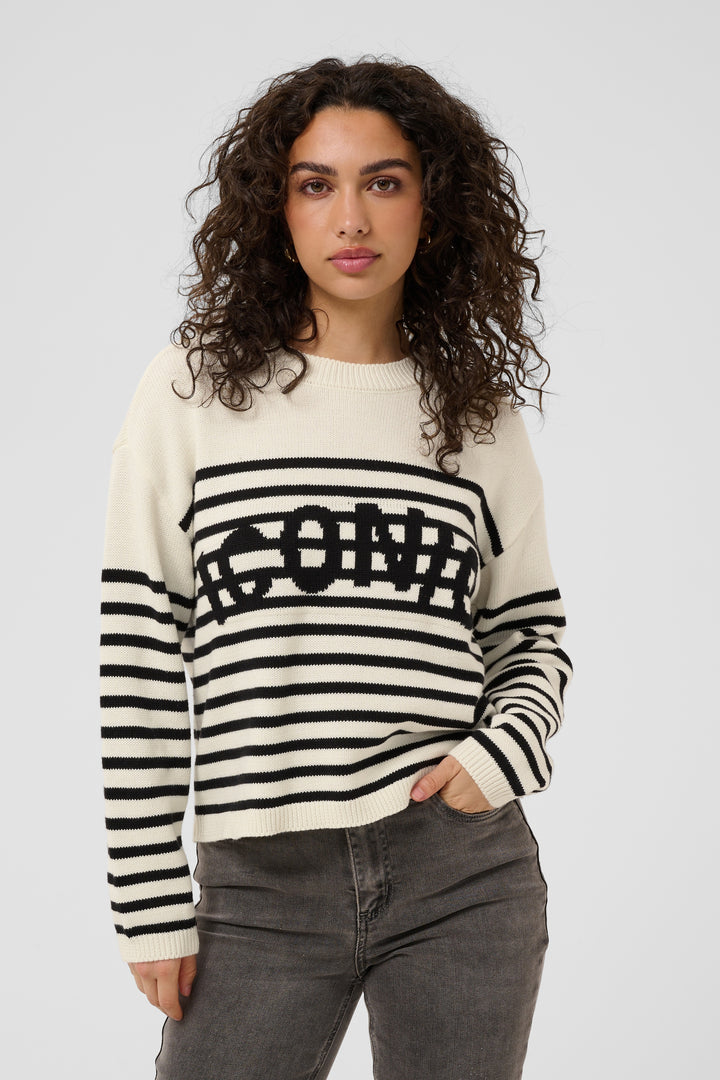 Chandail en tricot de coton mélangé Sus - Haut rayé à motif graphique
